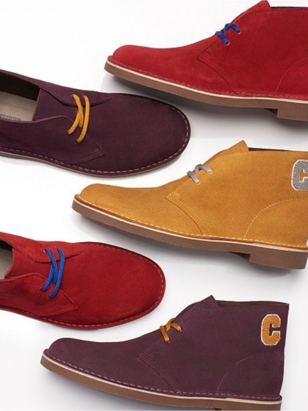 Clarks Collection Purple Suede Chukka Boots Yellow Laces Patch Men’s 9.5 M